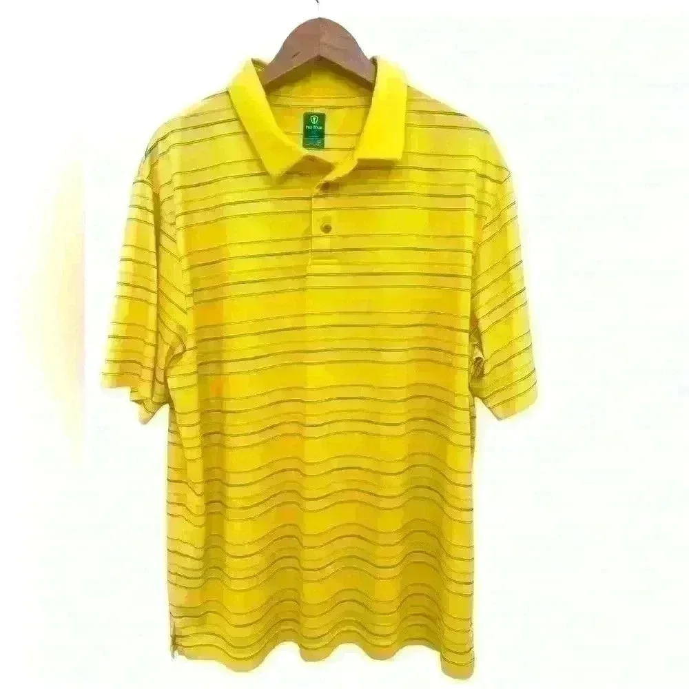 Bundle of Two Golf Polos. Izod Orange & White Stripe & Pro Tour Yellow & Blue